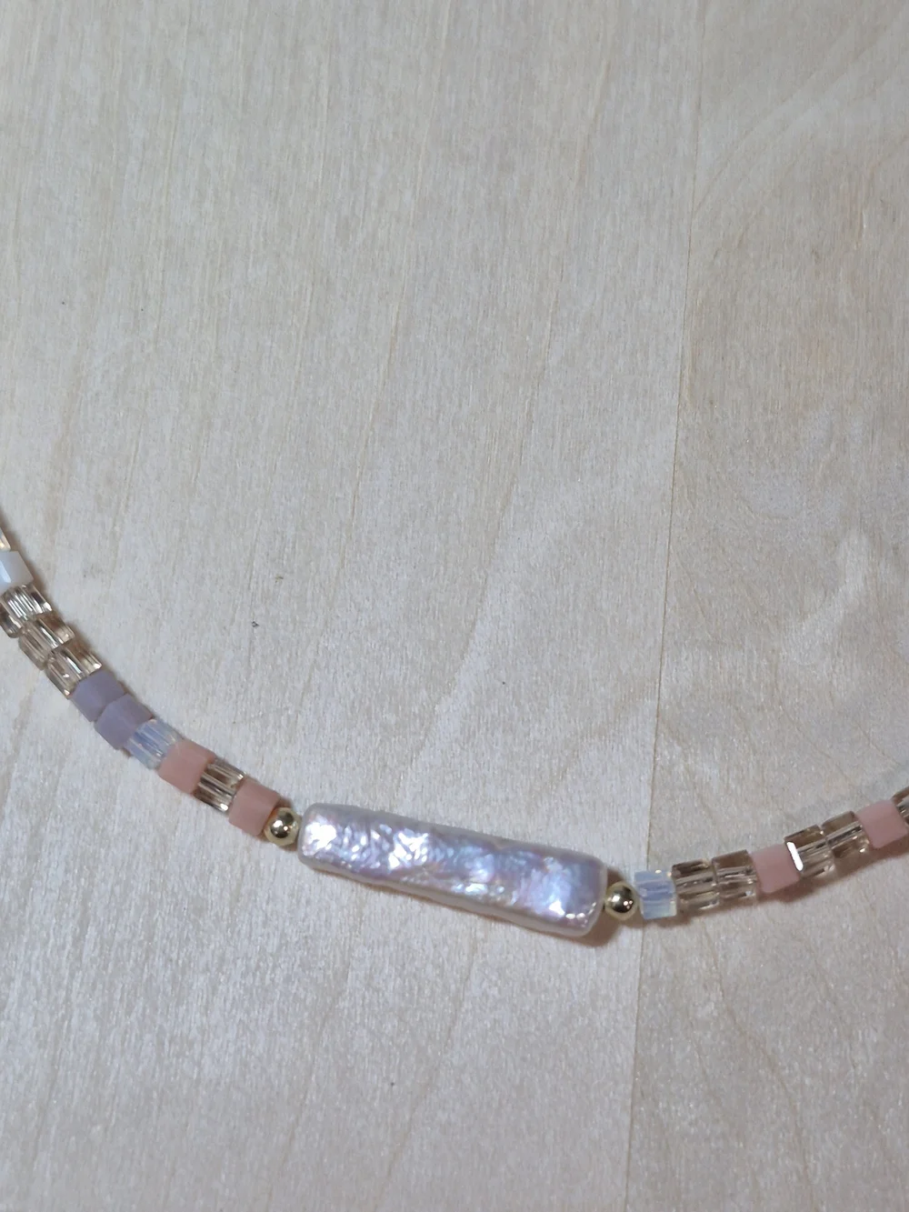 🧡💛NEW🧡💛 PRETTY!! Chopstick Freshwater Pearl Nat. Stone Mini Cube Necklace
